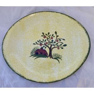 Blue Ridge Southern Pottery Vintage Red Barn Apple Platter Minor Wear (See Pics)